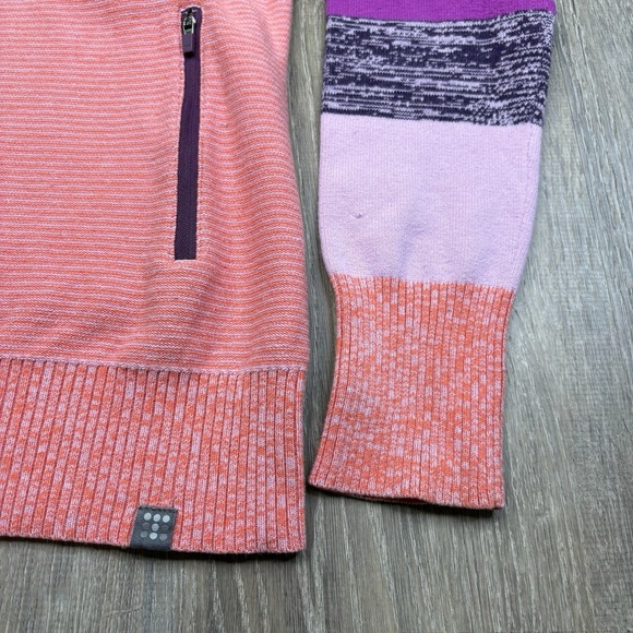 Title Nine Full Zip Ski Sweater Colorful Knit Mock Neck Pink Women's Size Medium - Picture 2 of 13
